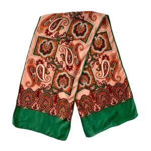 Vintage 70's Colourful Paisley Pattern Long Scarf Rockstar Mediterranean Boho